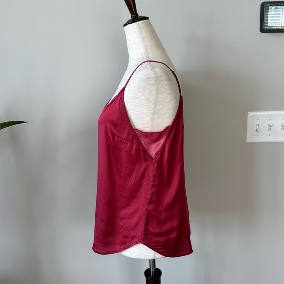 Anthropologie Floreat Silk Elegant Burgundy Spaghetti Strap Tann Top - Picture 6 of 12